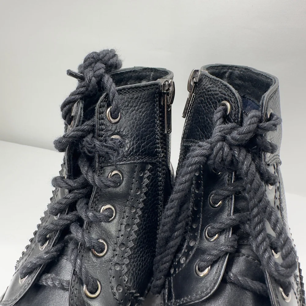 MENS 10 Vintage Foundry Co. DIGIORNO BOOTS Black Leather Brogue PUNK VICTORIAN